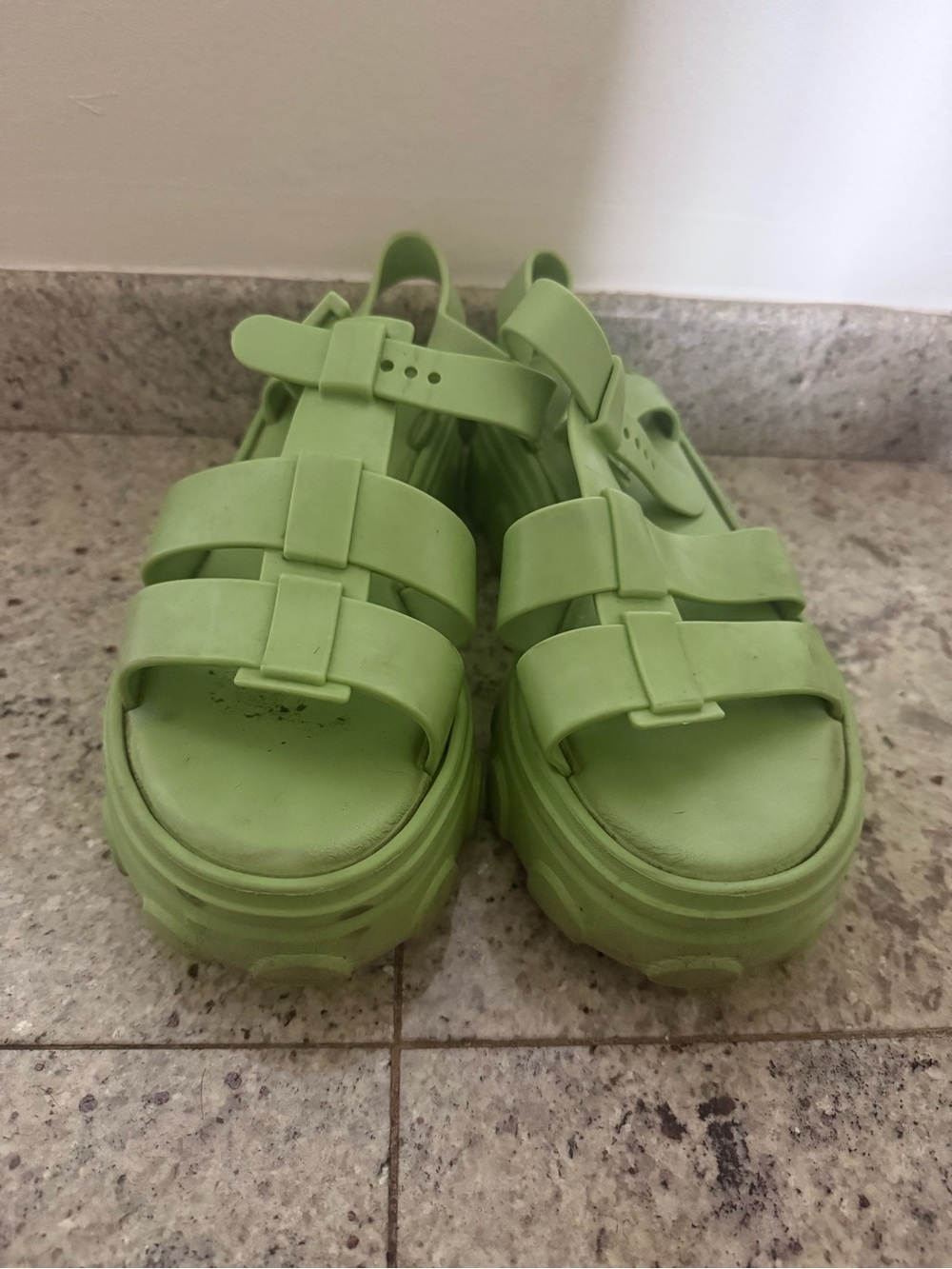 Melissa - Women Green Platform Strappy Sandals (USED-GOOD)
